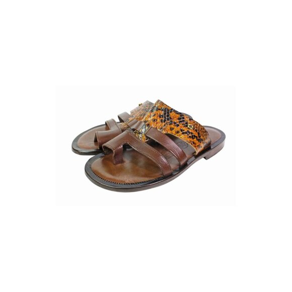 Carter Mens Italian Brown Leather Sandals shoes Carter Mens Italian Brown Leather Sandals Shoes - Ivan Troy main image 3